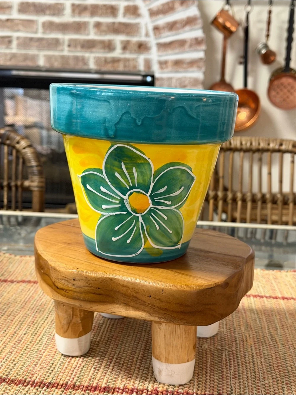 Hand Painted Spanish Terracotta Pot! New with tag.